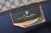 Authentic GUCCI Vintage Shoulder Tote Bag GG PVC Leather Navy Blue 5591I