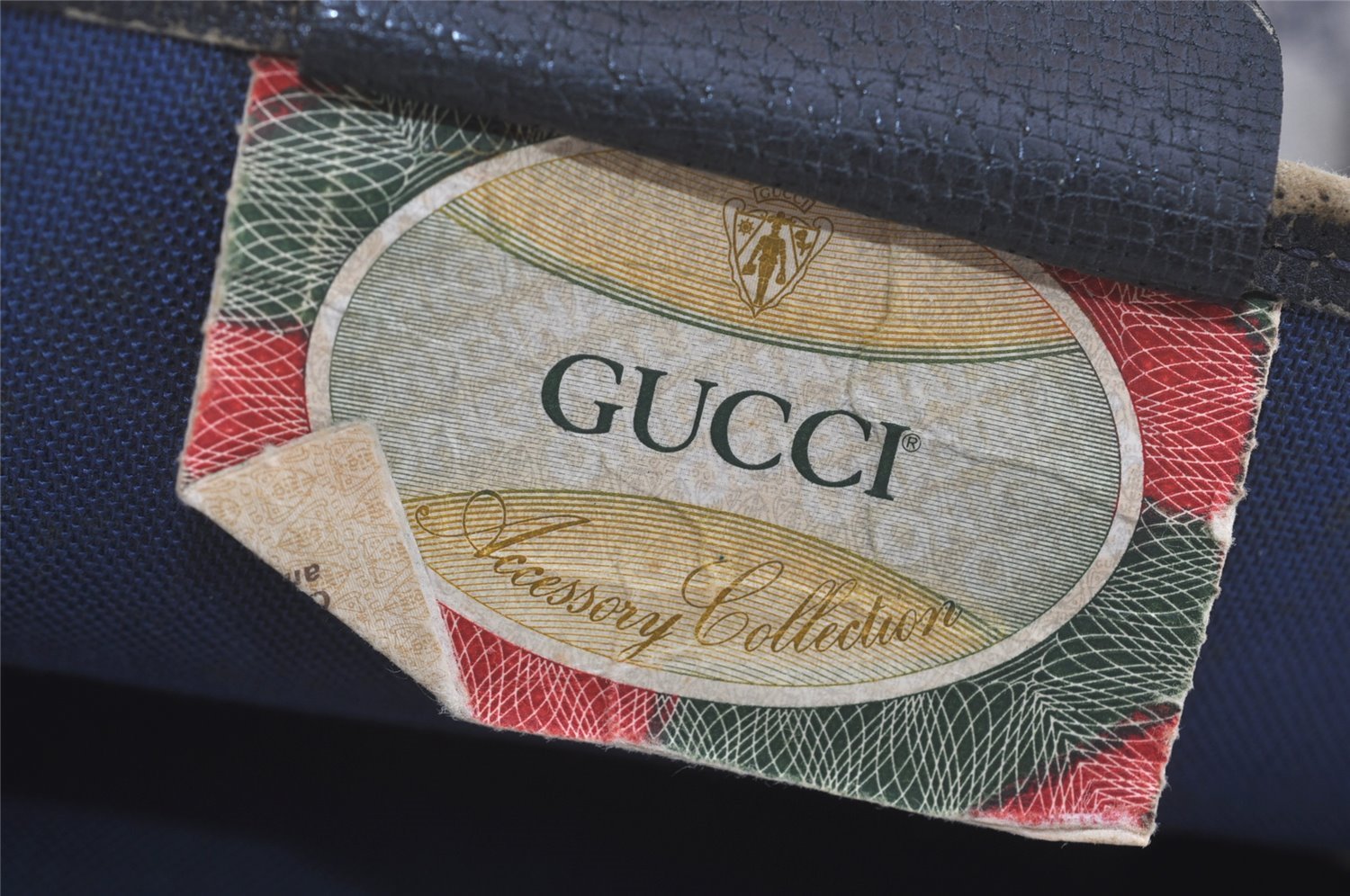 Authentic GUCCI Vintage Shoulder Tote Bag GG PVC Leather Navy Blue 5591I