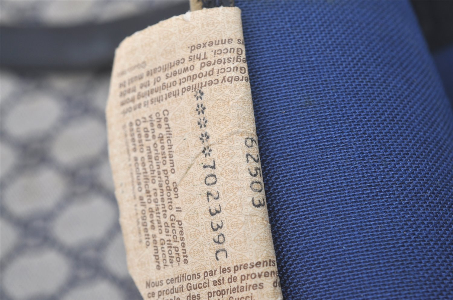 Authentic GUCCI Vintage Shoulder Tote Bag GG PVC Leather Navy Blue 5591I