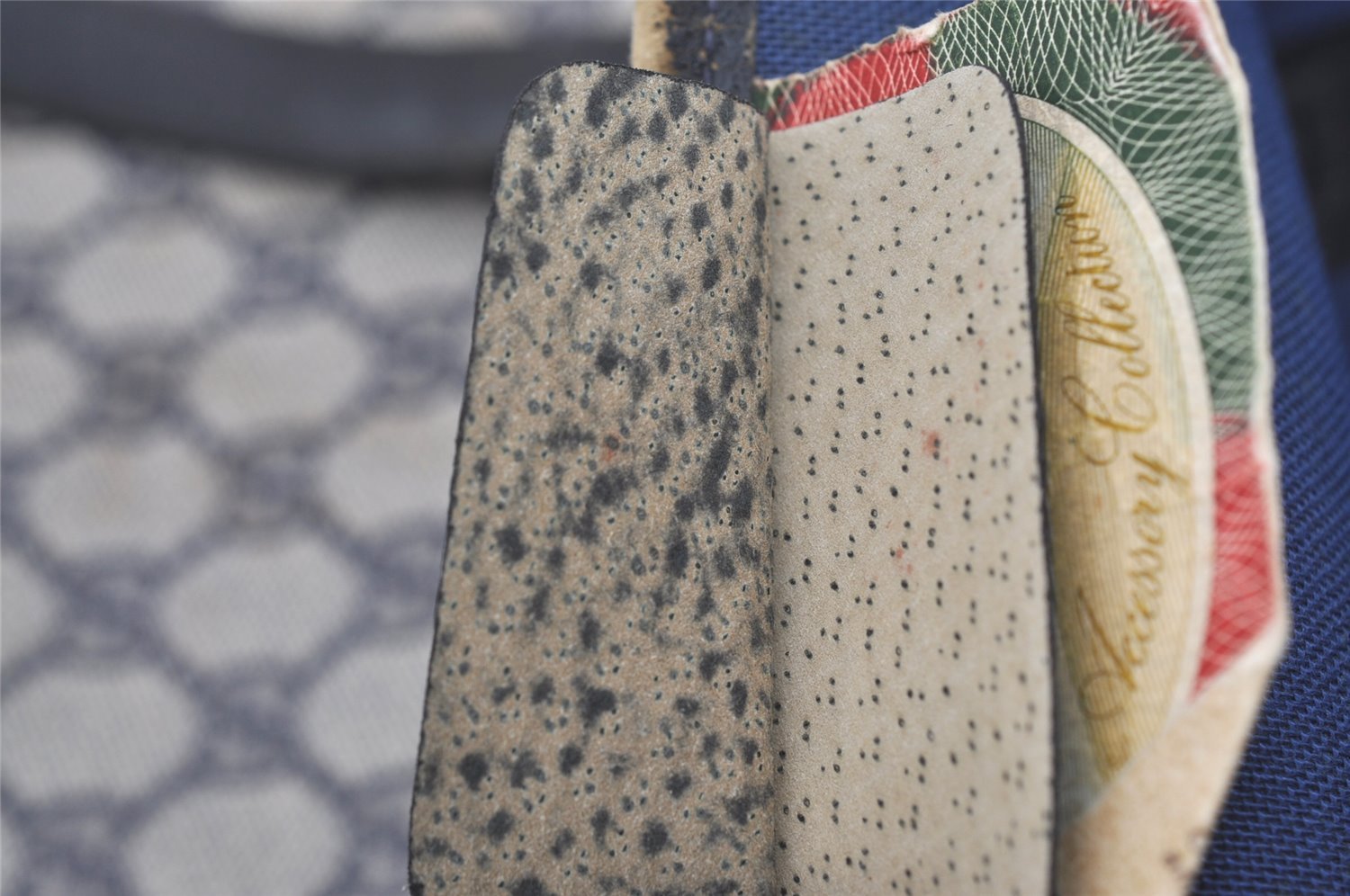 Authentic GUCCI Vintage Shoulder Tote Bag GG PVC Leather Navy Blue 5591I