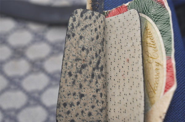 Authentic GUCCI Vintage Shoulder Tote Bag GG PVC Leather Navy Blue 5591I