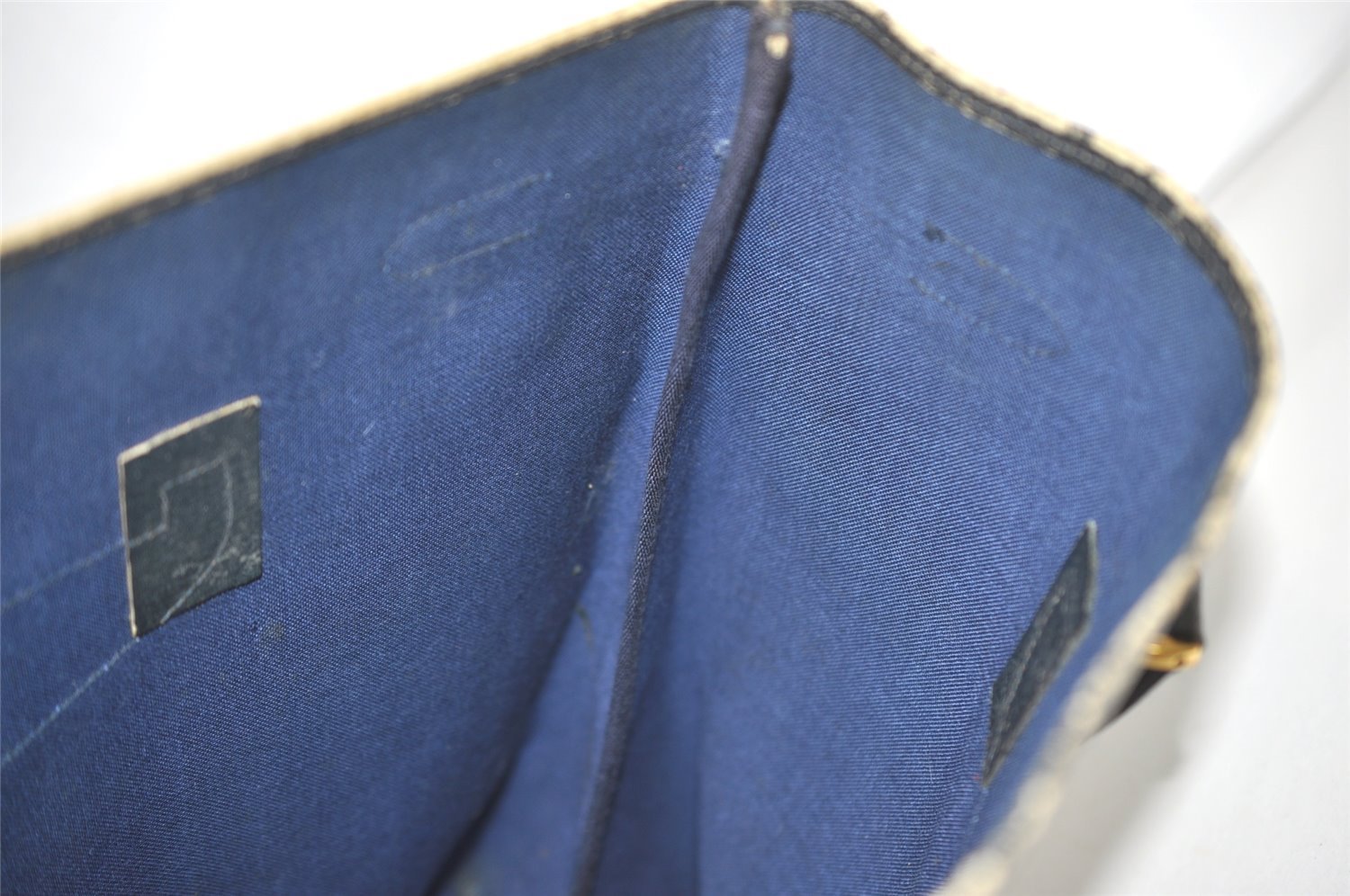 Authentic GUCCI Vintage Shoulder Tote Bag GG PVC Leather Navy Blue 5591I