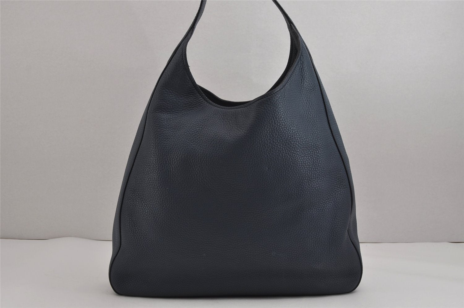 Authentic PRADA Vintage Leather Shoulder Tote Bag Navy Blue 5591J