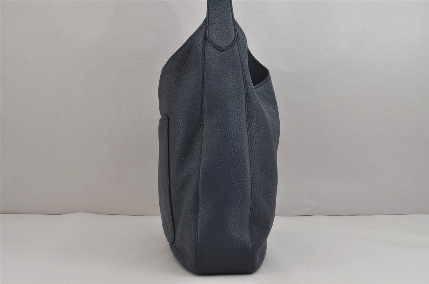 Authentic PRADA Vintage Leather Shoulder Tote Bag Navy Blue 5591J
