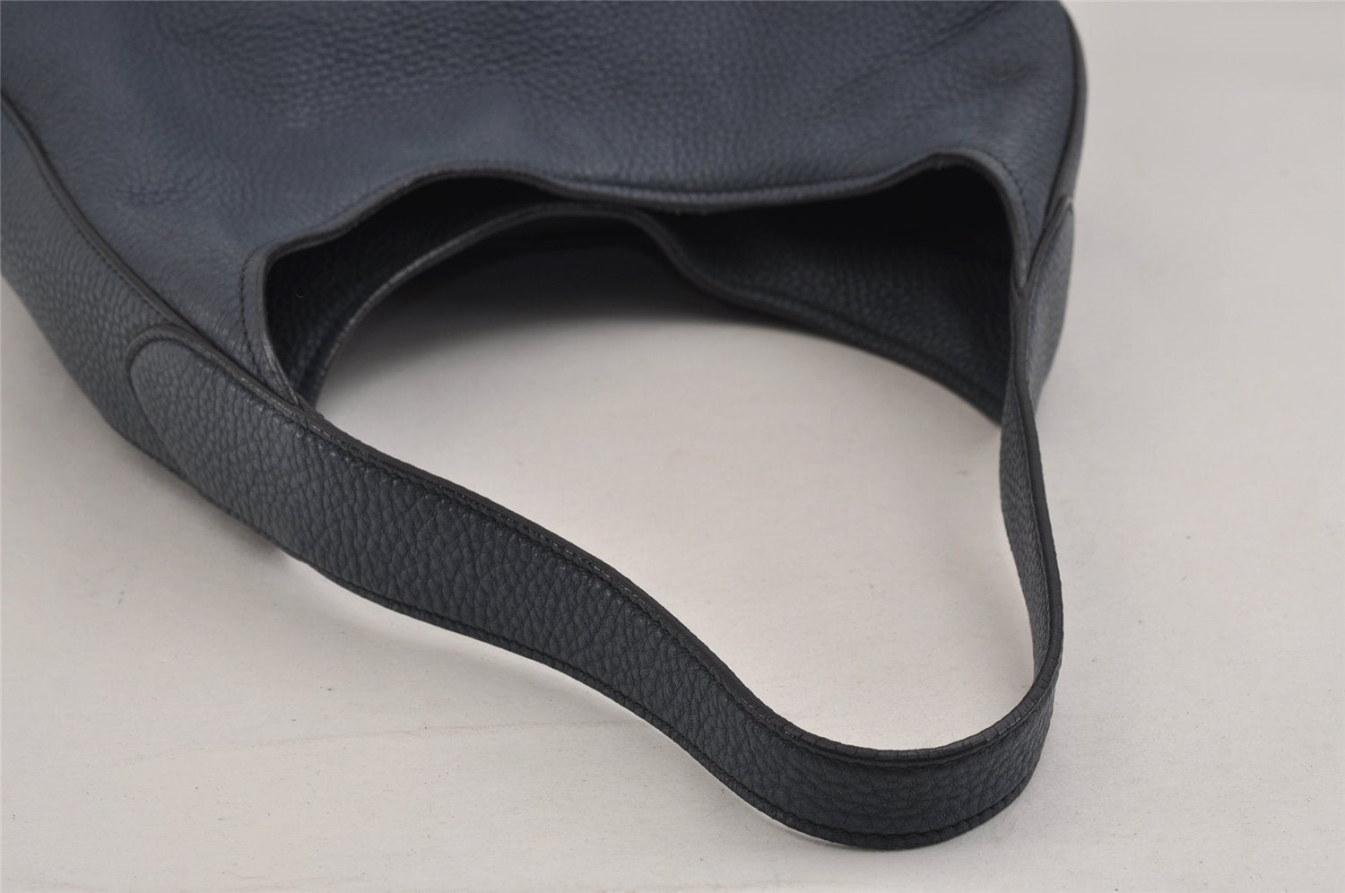 Authentic PRADA Vintage Leather Shoulder Tote Bag Navy Blue 5591J