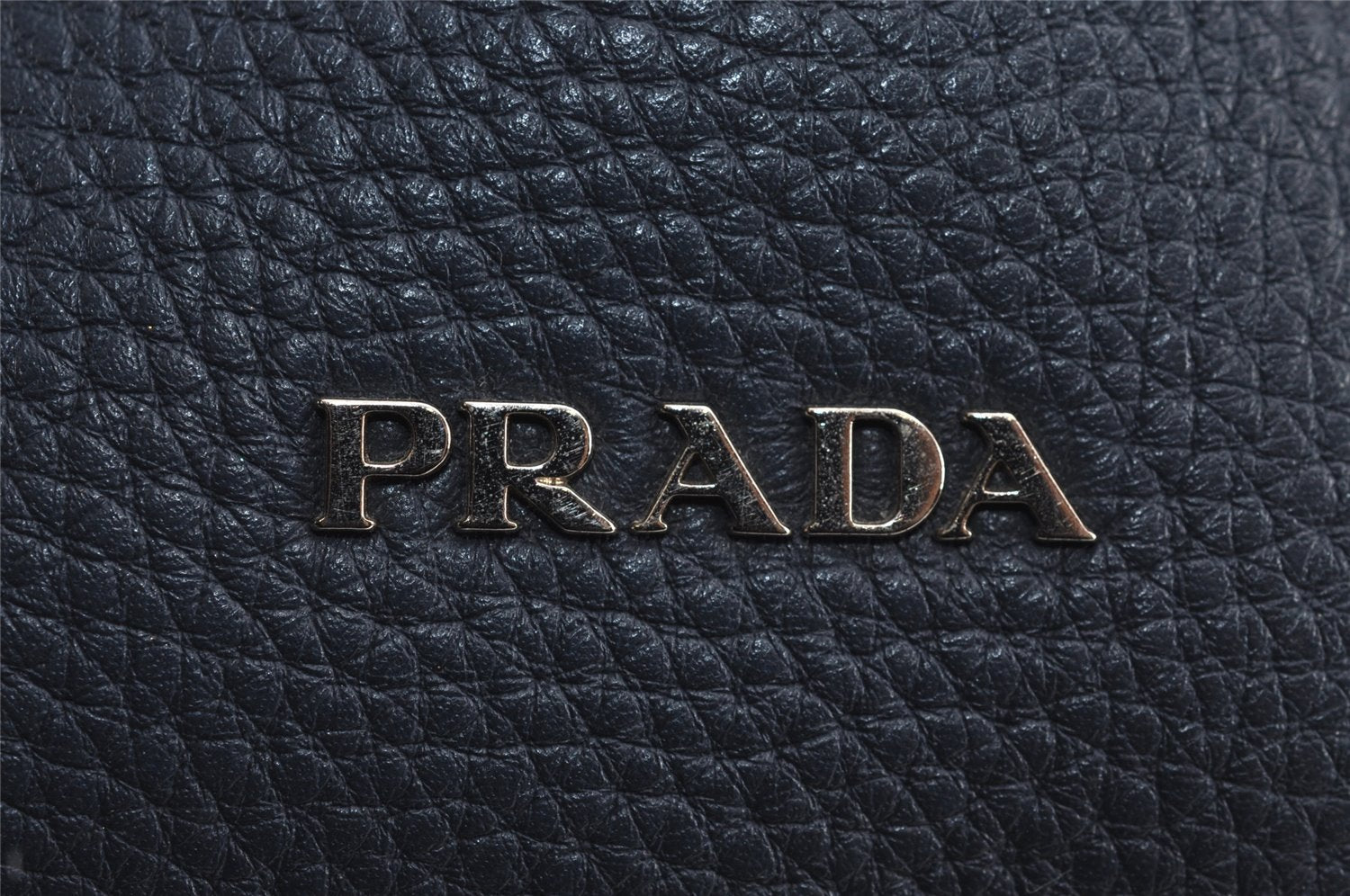 Authentic PRADA Vintage Leather Shoulder Tote Bag Navy Blue 5591J