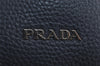 Authentic PRADA Vintage Leather Shoulder Tote Bag Navy Blue 5591J