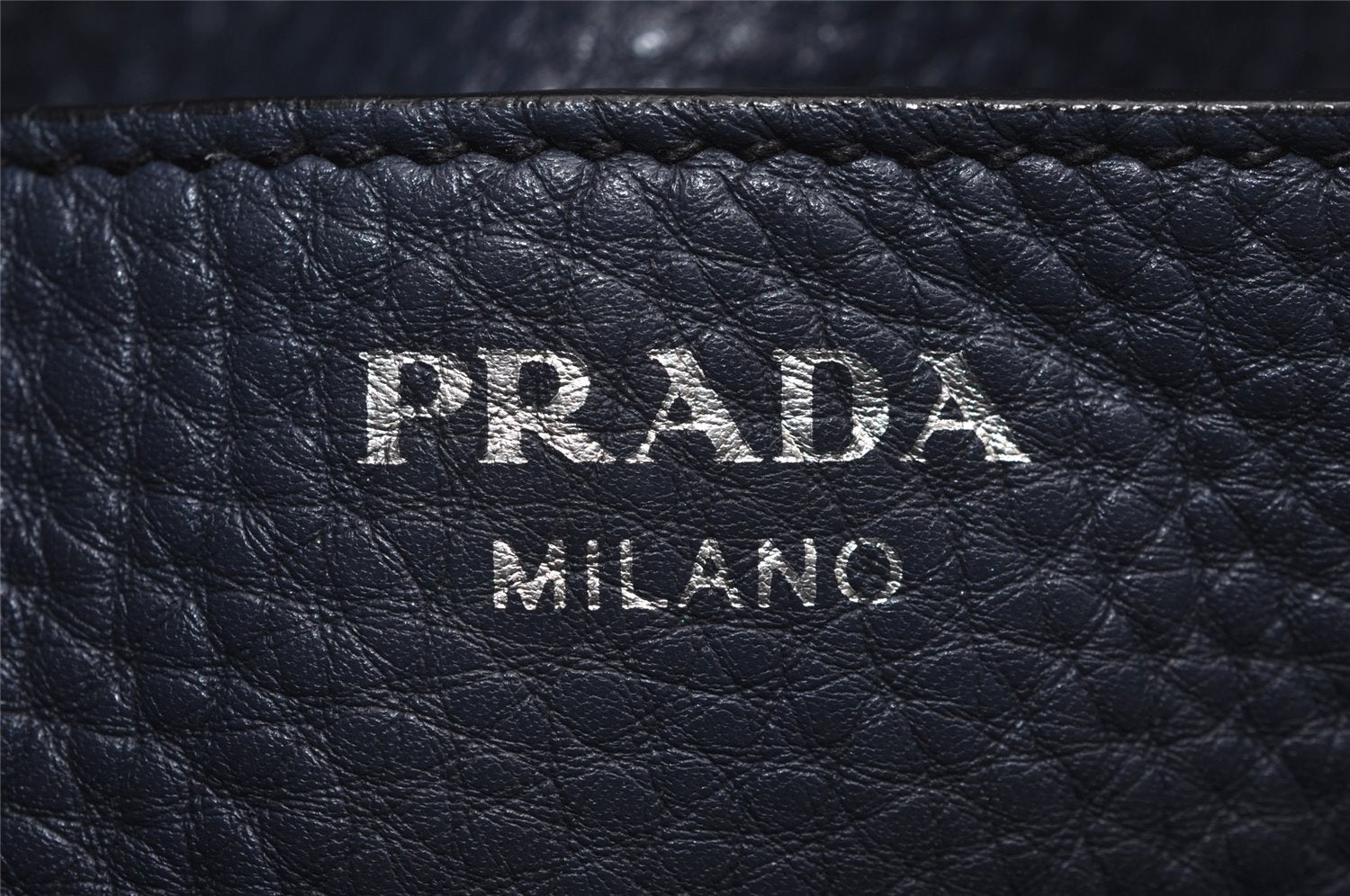 Authentic PRADA Vintage Leather Shoulder Tote Bag Navy Blue 5591J