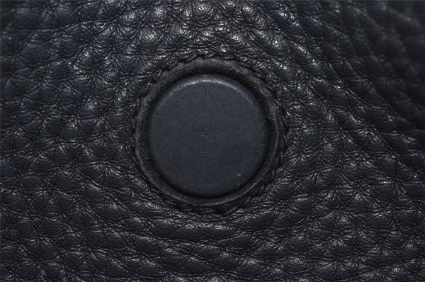 Authentic PRADA Vintage Leather Shoulder Tote Bag Navy Blue 5591J
