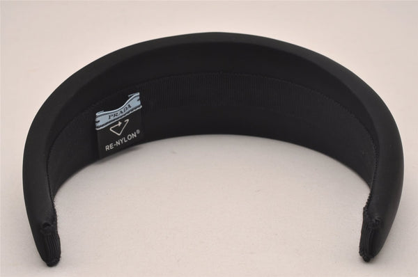 Authentic PRADA Nylon Tessuto Logo Head Band Black Box 5592J