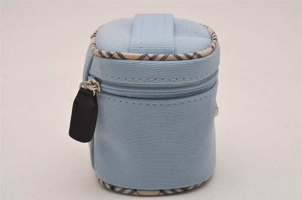 Authentic BURBERRY Vintage Nylon Leather Mini Pouch Purse Light Blue 5594J