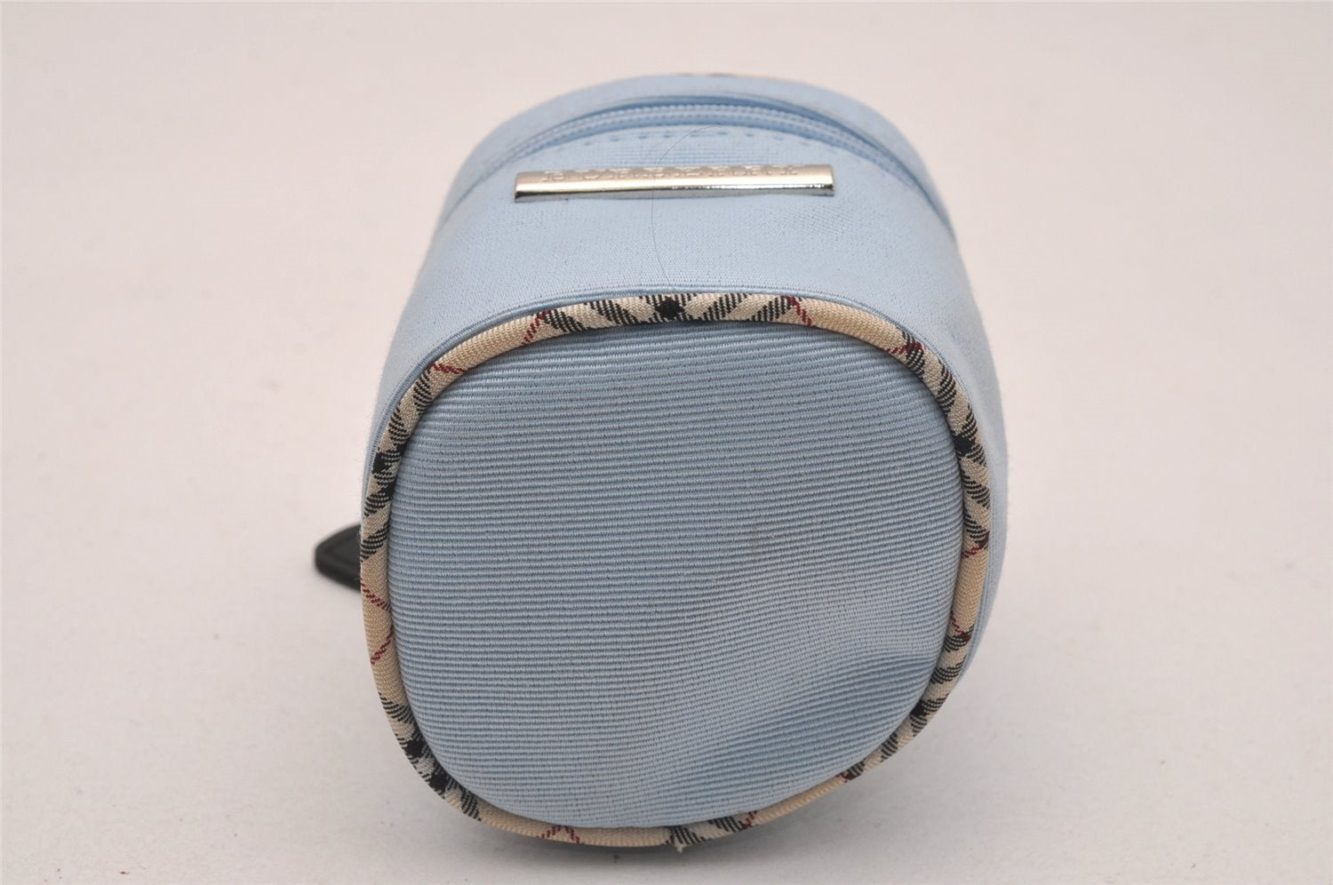 Authentic BURBERRY Vintage Nylon Leather Mini Pouch Purse Light Blue 5594J