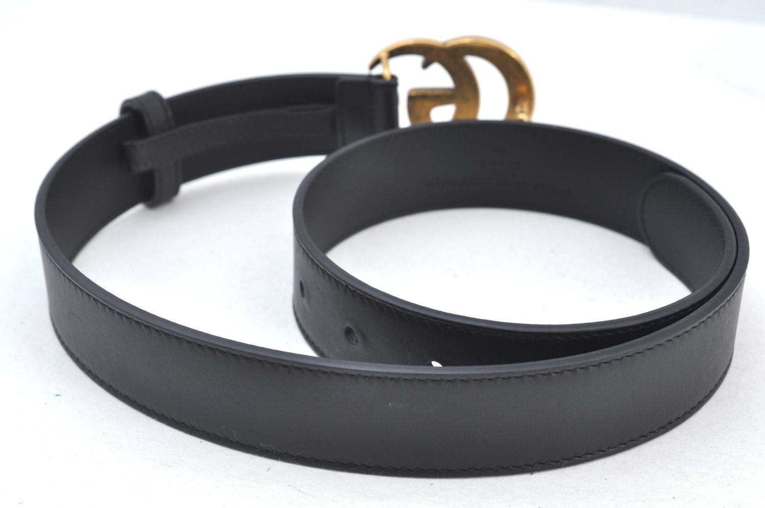 Authentic GUCCI Double G Leather Belt Size 70cm 27.6