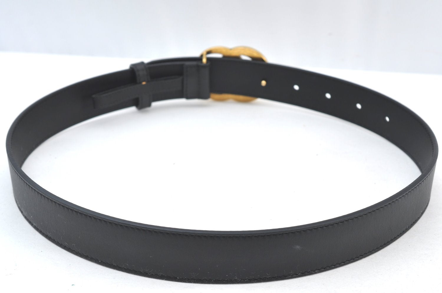 Authentic GUCCI Double G Leather Belt Size 70cm 27.6