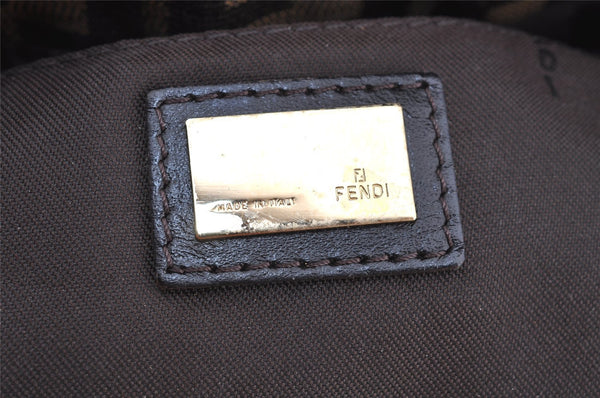 Authentic FENDI Zucca Chef Bag Shoulder Bag Canvas Leather Brown Junk 5595I