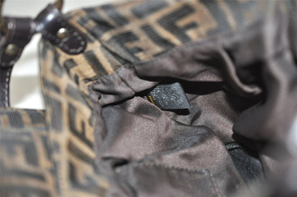 Authentic FENDI Zucca Chef Bag Shoulder Bag Canvas Leather Brown Junk 5595I