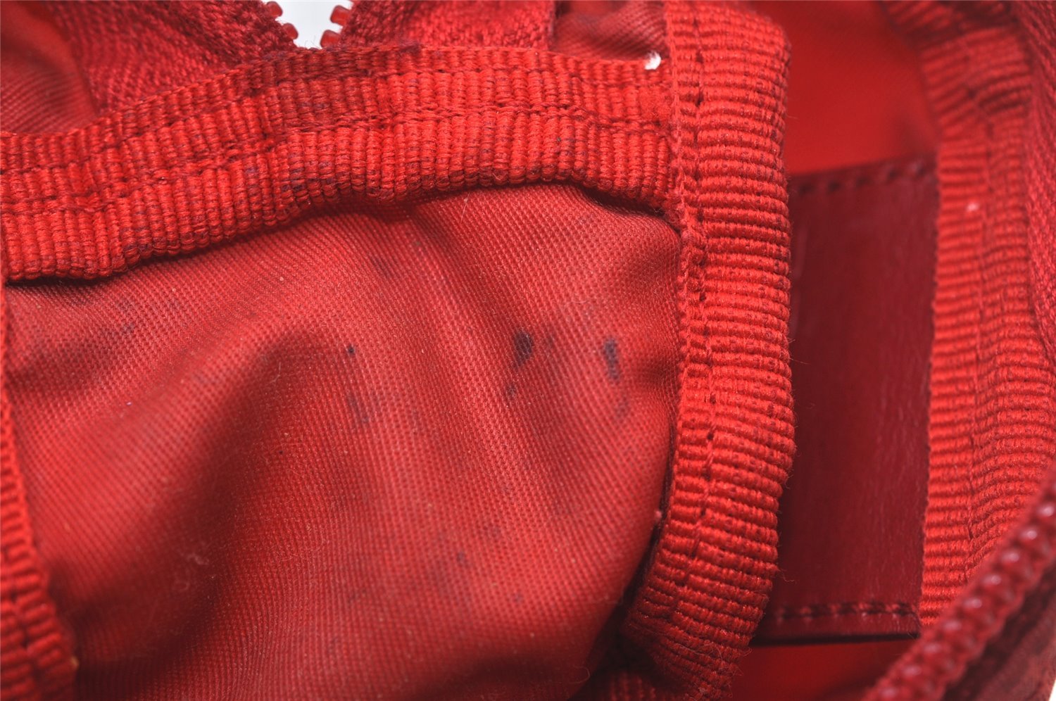 Authentic PRADA Vintage Nylon Tessuto Leather Pouch Purse Red 5596I