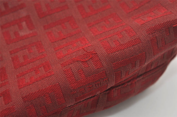 Authentic FENDI Zucchino Shoulder Tote Bag Purse Canvas Leather Red 5599I