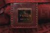 Authentic FENDI Zucchino Shoulder Tote Bag Purse Canvas Leather Red 5599I
