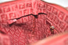 Authentic FENDI Zucchino Shoulder Tote Bag Purse Canvas Leather Red 5599I
