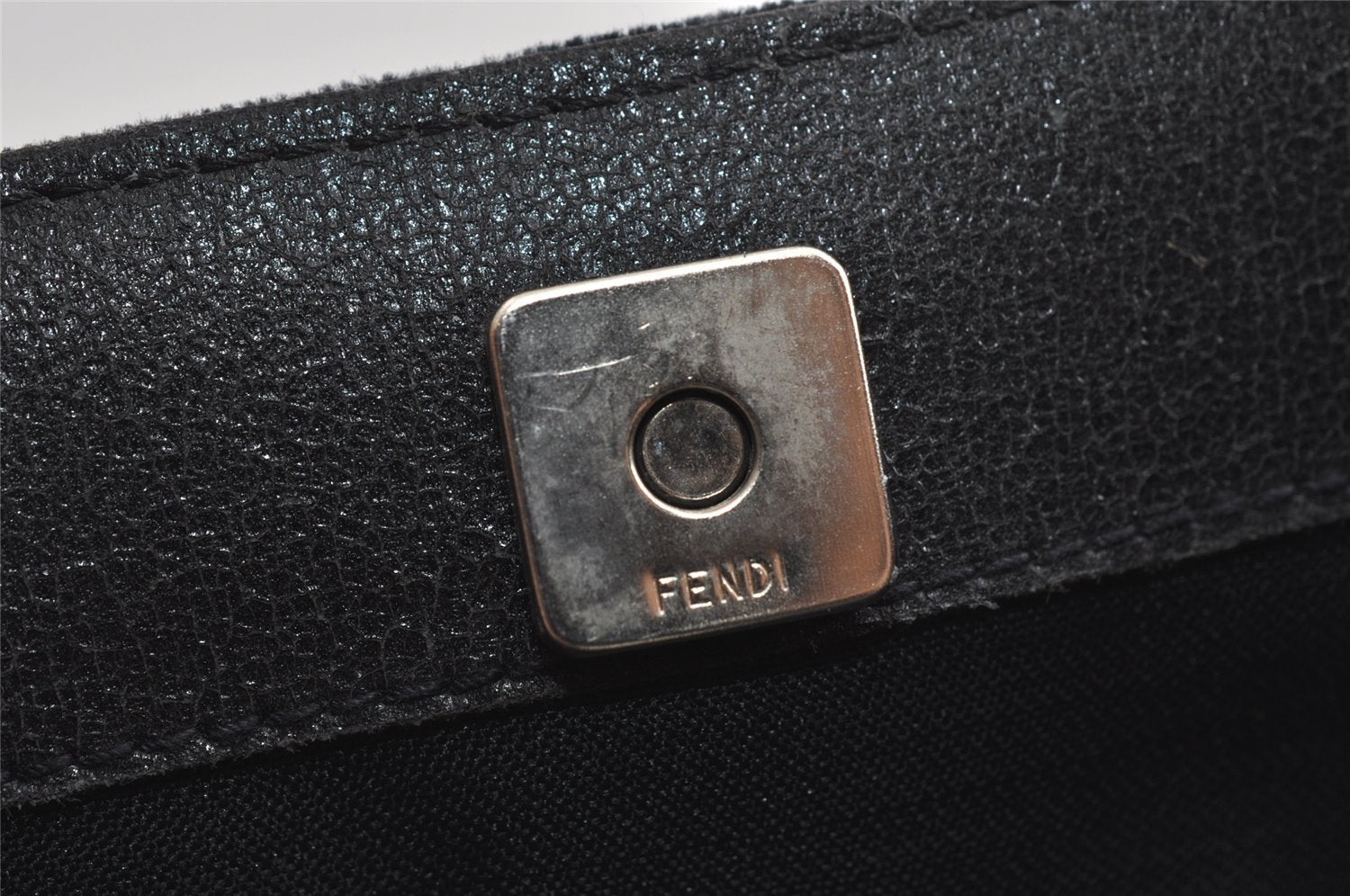 Authentic FENDI Vintage 2Way Shoulder Hand Bag Purse Velour Leather Black 5604I