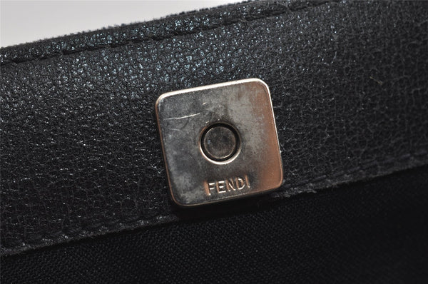 Authentic FENDI Vintage 2Way Shoulder Hand Bag Purse Velour Leather Black 5604I