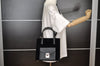 Authentic FENDI Vintage 2Way Shoulder Hand Bag Purse Velour Leather Black 5604I