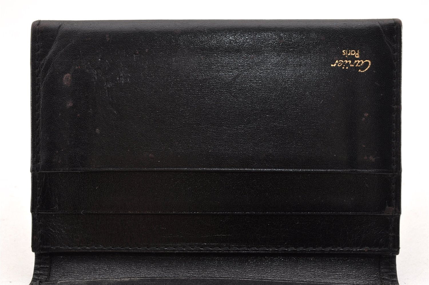 Authentic Cartier Pasha Vintage Card Pass Case Purse Leather Black 5605I