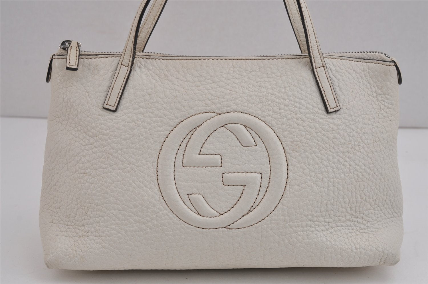 Authentic GUCCI Children's SOHO Leather Tote Hand Bag Purse 340618 White 5606J