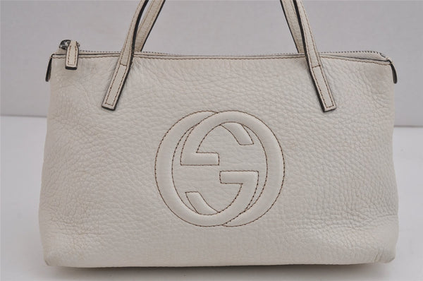Authentic GUCCI Children's SOHO Leather Tote Hand Bag Purse 340618 White 5606J