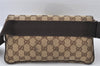 Authentic GUCCI Vintage Waist Body Bag Purse Canvas Leather 146304 Brown 5609K