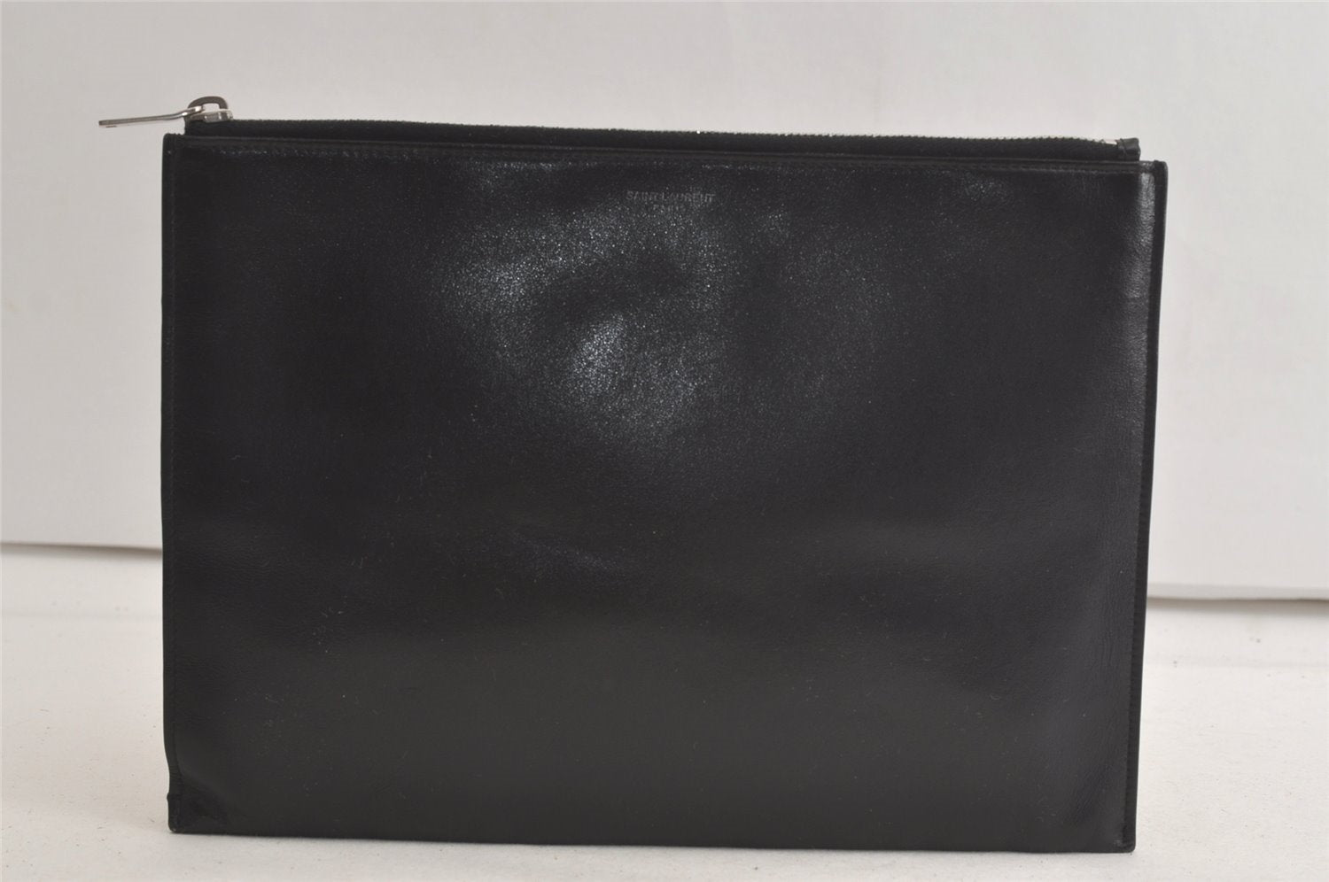 Authentic SAINT LAURENT Vintage Clutch Hand Bag Purse Leather Black 5610K