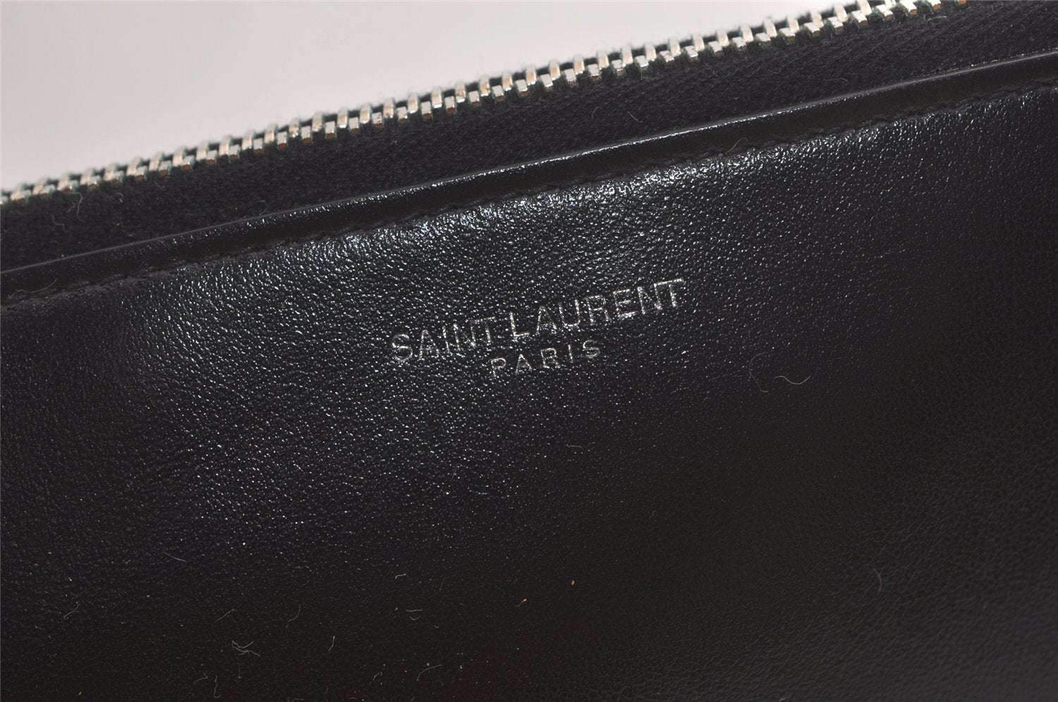 Authentic SAINT LAURENT Vintage Clutch Hand Bag Purse Leather Black 5610K