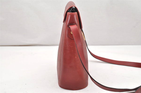 Authentic Christian Dior Honeycomb Shoulder Cross Bag PVC Leather Red 5612K
