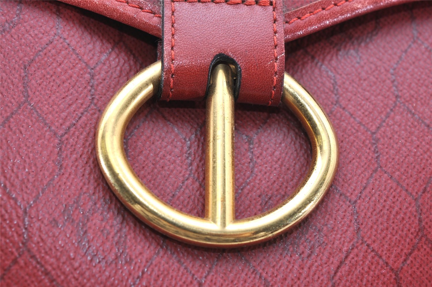 Authentic Christian Dior Honeycomb Shoulder Cross Bag PVC Leather Red 5612K