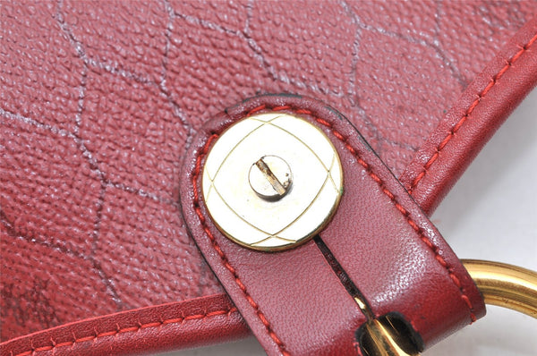 Authentic Christian Dior Honeycomb Shoulder Cross Bag PVC Leather Red 5612K
