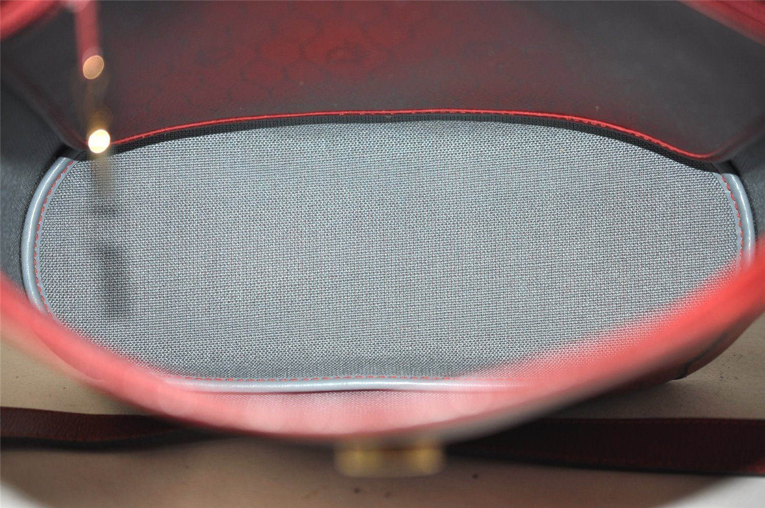 Authentic Christian Dior Honeycomb Shoulder Cross Bag PVC Leather Red 5612K