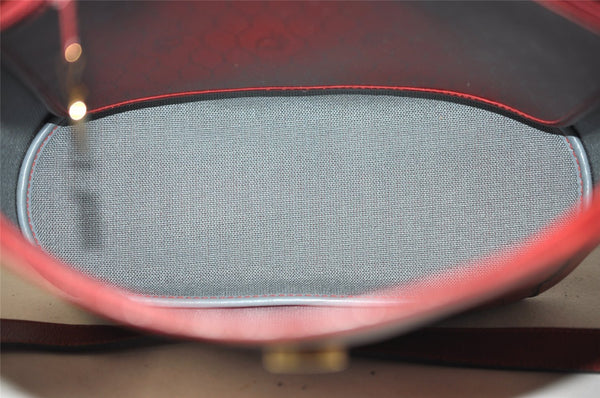 Authentic Christian Dior Honeycomb Shoulder Cross Bag PVC Leather Red 5612K