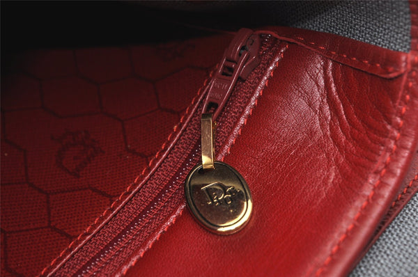 Authentic Christian Dior Honeycomb Shoulder Cross Bag PVC Leather Red 5612K