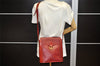 Authentic Christian Dior Honeycomb Shoulder Cross Bag PVC Leather Red 5612K