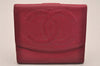 Authentic CHANEL Caviar Skin Vintage CC Logo Bifold Wallet Purse Pink  5613J