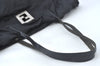 Authentic FENDI Zucca Shoulder Tote Bag Canvas Leather Black 5615K