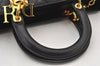 Authentic Christian Dior Lady Dior Lamb Skin Cannage Hand Bag Black CD 5616K