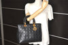 Authentic Christian Dior Lady Dior Lamb Skin Cannage Hand Bag Black CD 5616K