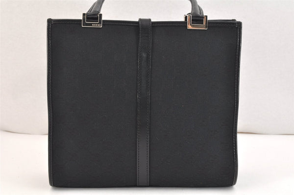 Authentic GUCCI Jackie Hand Tote Bag Purse GG Canvas Leather 0021065 Black 5618K