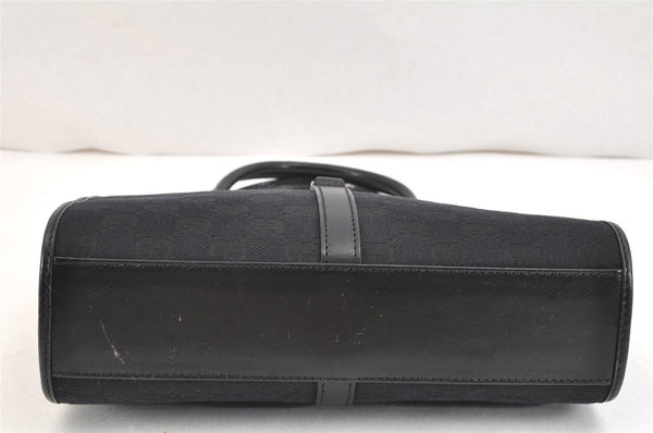 Authentic GUCCI Jackie Hand Tote Bag Purse GG Canvas Leather 0021065 Black 5618K