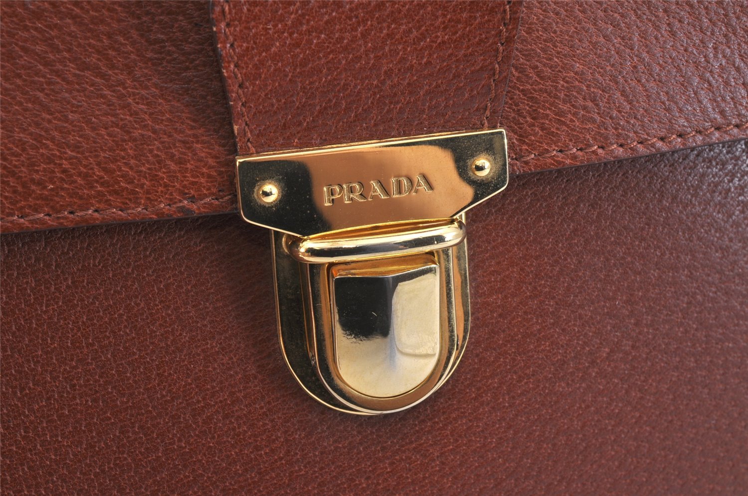 Authentic PRADA Vintage Leather Nappa Briefcase Business Bag Brown 5619K