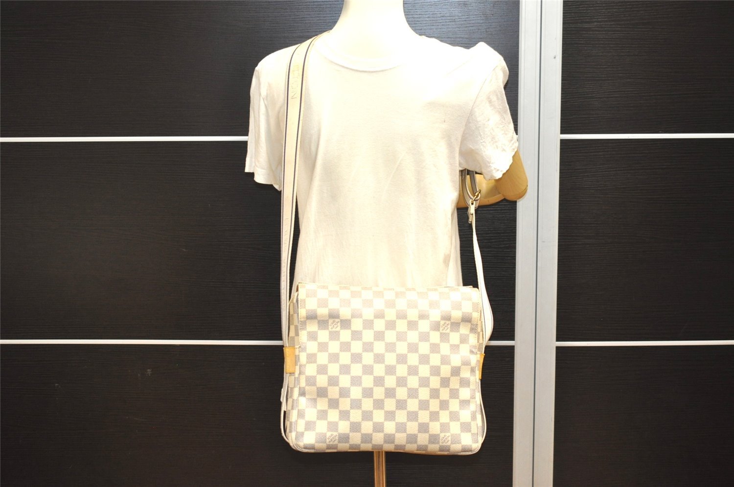 Authentic Louis Vuitton Damier Azur Naviglio Shoulder Cross Bag N51189 LV 5620I