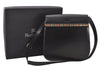 Authentic Burberrys Leather Shoulder Cross Body Bag Purse Black Box 5620K