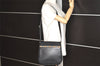 Authentic Burberrys Leather Shoulder Cross Body Bag Purse Black Box 5620K